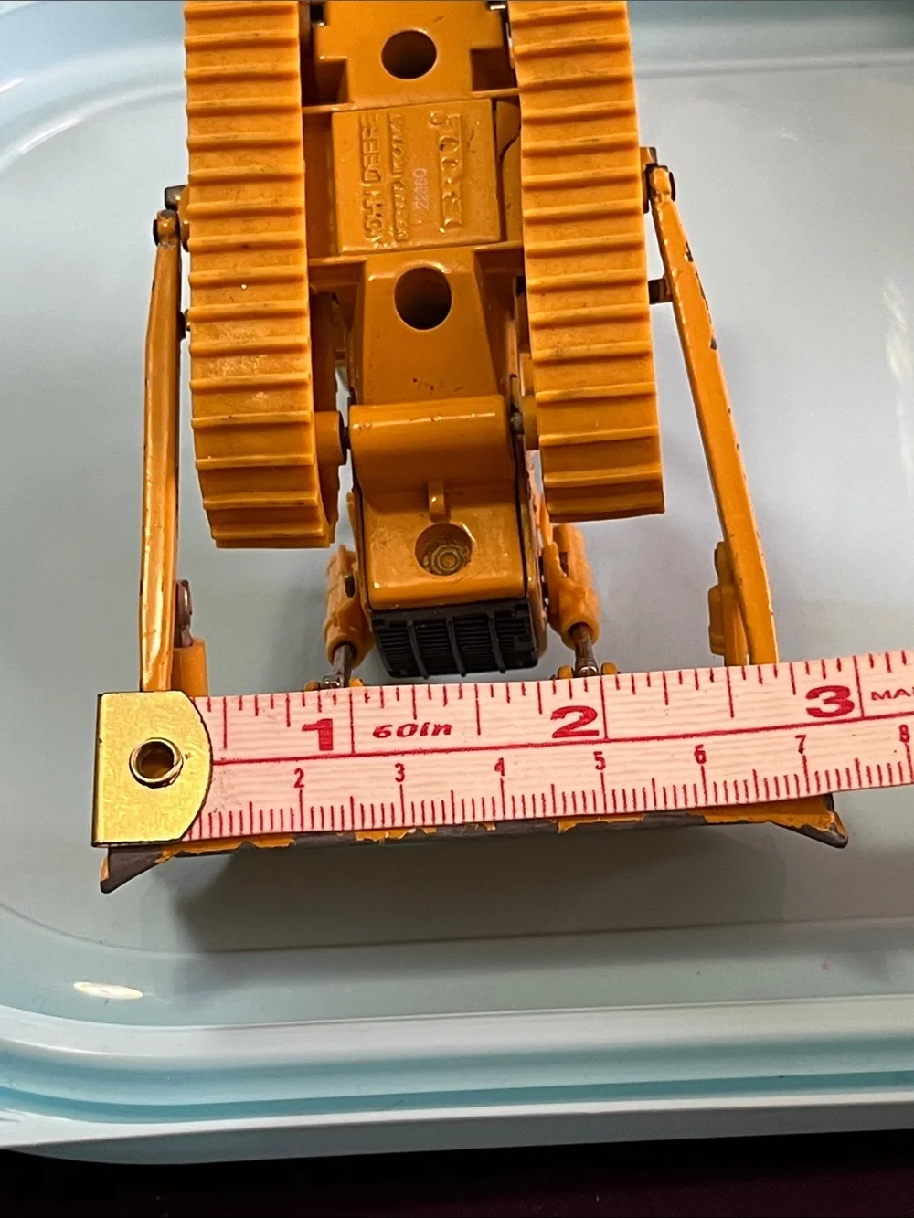 John Deere Yellow Metal Crawler Bulldozer Toy with Black Accents